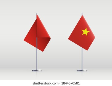 Vietnam Flaggenstaatsymbol einzeln auf nationalem Hintergrund. Grußkarte Nationaler Unabhängigkeitstag der Sozialistischen Republik Vietnam. Illustrationsbanner mit realistischer Staatsflagge von SRV.
