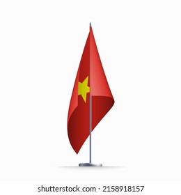 Símbolo del estado de la bandera de Vietnam aislado en un cartel nacional de fondo. Tarjeta de saludo Día de la Independencia Nacional de la República Socialista de Vietnam. Banner de ilustración con bandera de estado realista de SRV.