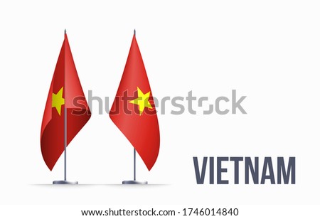 Vietnam flag state symbol isolated on background national banner. Greeting card National Independence Day of the Socialist Republic of Vietnam. Illustration banner with realistic state flag of SRV.