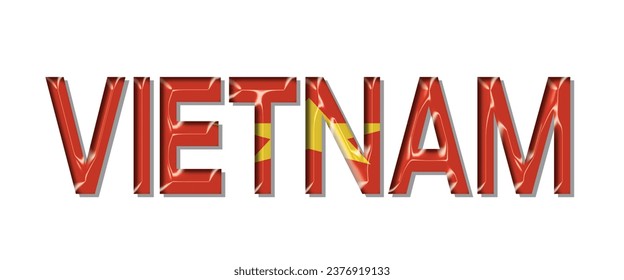 VIETNAM flag text font, 3D VIETNAM colorful background, VIETNAM flag vector illustration