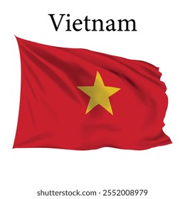 Vector de la bandera de Vietnam, ilustración 3d de la bandera de Vietnam, Vector realista de la bandera de Vietnam