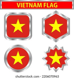 VIETNAM FLAG VECTOR DESIGN WITH STAINLESS STYLE FRAME