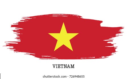 Vietnam flag vector grunge paint stroke  