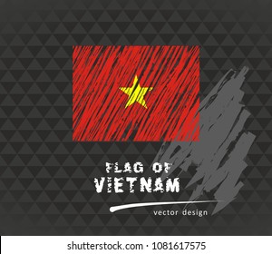 Vietnam flag  vector sketch hand drawn illustration dark grunge background
