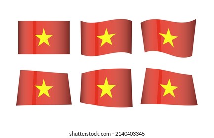 Vietnam Flag Vietnamese Flags National Symbol Banner Icon Vector Set Waving Stickers Wavy Hanoi Wave Flags Asia Asian South East Country State Day Emblem Realistic Flag Independence Culture 3D City