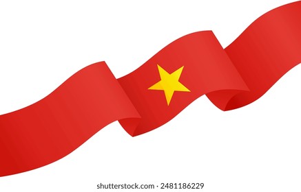 Vietnam flag wave isolated on png or transparent background vector illustration. 