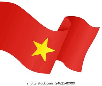 Vietnam flag wave isolated on png or transparent background vector illustration. 