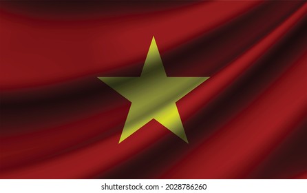 Vietnam flag waving. Background for patriotic and national design. Vector illustration
