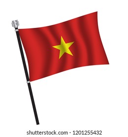 Vietnam flag , flag of Vietnam waving on flag pole, vector illustration EPS 10.