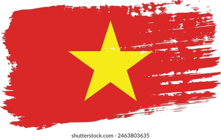 Vietnamflagge, breiter Pinselstrich auf durchsichtigem Hintergrund, Vektorgrafik.