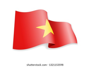 Vietnam flag in the wind. Flag on white background vector illustration