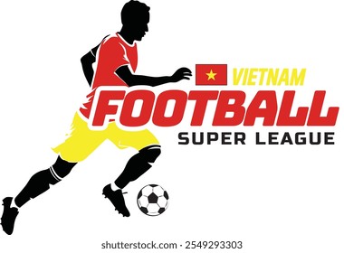 Vietnam football league, Soccer ball, Football logo, Footballer Kick the Ball isolated on white background, Vector Illustration