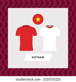 Vietnam football national team uniform flat illustration with the round national flag. Southeast Asian country football team.