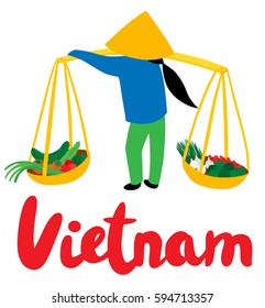 Vietnam Fruit and Vegetable Street Seller with Type