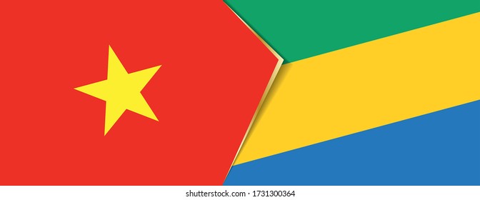 Vietnam und Gabun Flaggen, zwei Vektorflaggen Symbol für Beziehung oder Konfrontation.