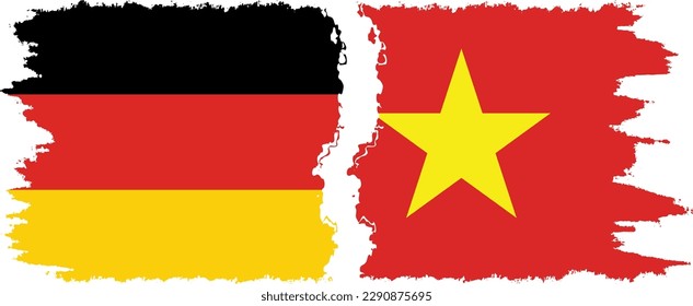 Vietnam and Germany grunge flags connection, vector