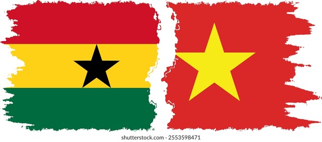 Vietnam and Ghana grunge flags connection, vector