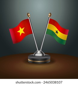 Vietnam and Ghana table flags relation with gradient backgrund. Vector Illustration
