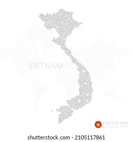 Vietnam grey map isolated on white background with abstract mesh line and point scales. Vector illustration eps 10
