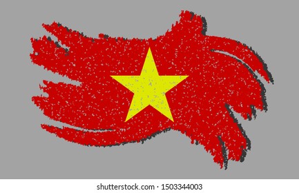 Vietnam grunge flag , Vietnam  flag with shadow, vector illustration