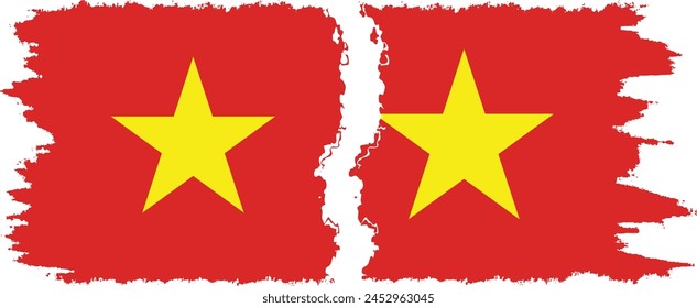 Vietnam and Vietnam grunge flags connection, vector