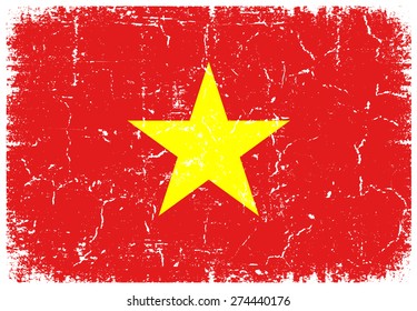 Vietnam grunge flag.Vietnamese flag with grunge texture.Vector template.