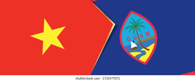 Vietnam and Guam flags, two vector flags symbol of relationship or confrontation.