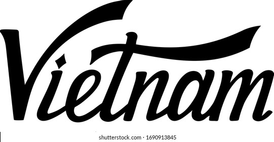 Vietnam hand drawn letters. Vietnam vector logo, lettering, word, country name typography design. Calligraphy banner hand written modern.