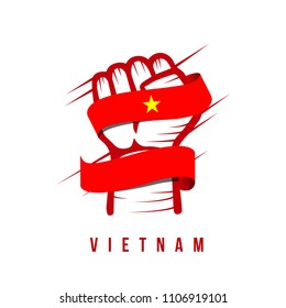 Vietnam Hand and Flag Vector Template Design Illustration