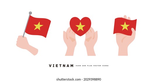 [Vietnam] Hand and national flag icon vector illustration	