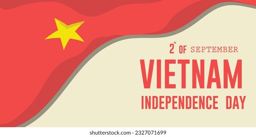 Vietnam happy independence day 2nd of September national holiday with a waving flag element design vector illustration.