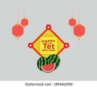 Vietnam Happy New Year Tet Viet Cultural Asia Holiday Celebration And Traditional Vector Art Design Template