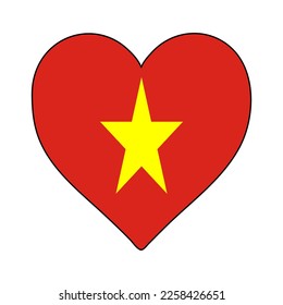 Vietnam Heart Shape Flag. Love Vietnam. Visit Vietnam. ASEAN. Asia. Vector Illustration Graphic Design.