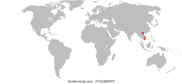 Vietnam destaca en el diseño del Vector del mapa mundial