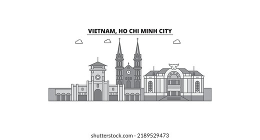 Vietnam, Ho Chi Minh City city skyline isolated vector illustration, icons