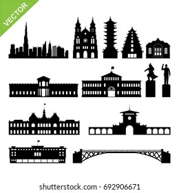 Vietnam, Ho chi minh city landmark and skyline silhouettes vector