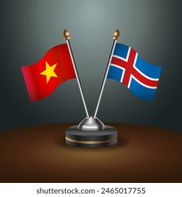 Vietnam and Iceland table flags relation with gradient backgrund. Vector Illustration