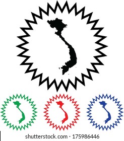 Vietnam Icon Illustration with Four Color Variations