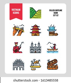 Vietnam Icon Set 2 Include Landmark Stock Vector (Royalty Free ...