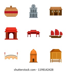 Vietnam icon set. Flat set of 9 vietnam vector icons for web design