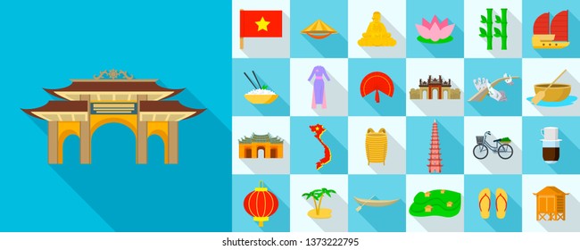 Iconos de Vietnam. Conjunto plano de iconos vectoriales de nombre de usuario para el diseño web