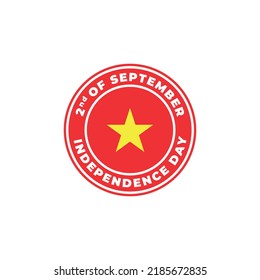 Vietnam Independence Day 2nd of September. Circle Logo Badge for Label, Sign, Symbol, Stamp, Emblem, and Icon Vector Illustration