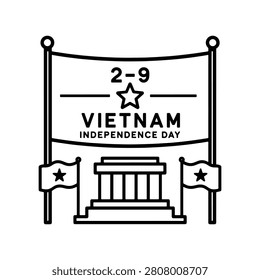 Vietnam Independence Day Clean Line Art Icon