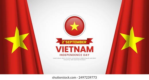 Vietnam independence day design. Waving flag Vector Illustration.