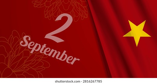 Vietnam Independence Day. Vietnam flag and 2 september. Great for posters, banners, social media and more. Red background.