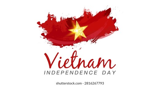 Vietnam Independence Day. Vietnam flag brush. Great for posters, banners, social media and more. White background.