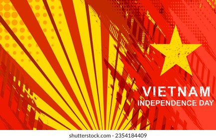 Vietnam Independence Day greeting background grunge racing brushstroke style