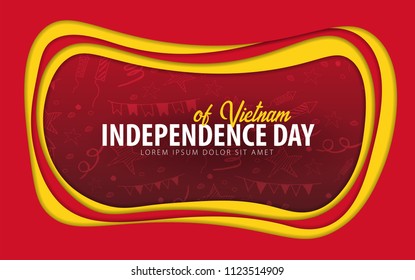 Vietnam. Independence day greeting card. Paper cut style