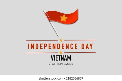 Vietnam independence day greeting card, banner with template text vector illustration. Vietnam birthday holiday September 2 design elements with flags with stars