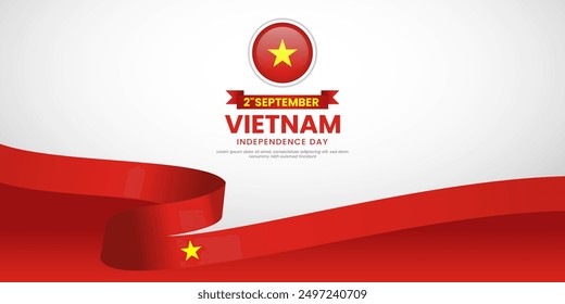 Vietnam independence day greeting card, banner with template text vector illustration